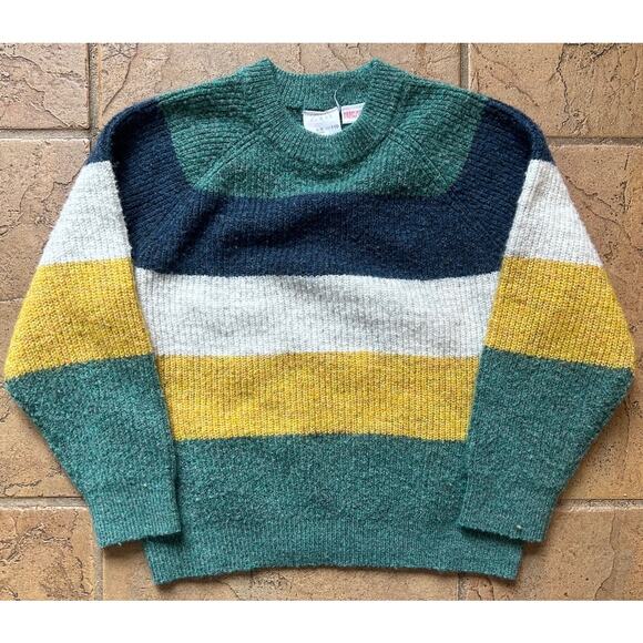 Zara Kids Other - Zara Retro Colorblock Sweater Green Blue Mustard Chunky Knit